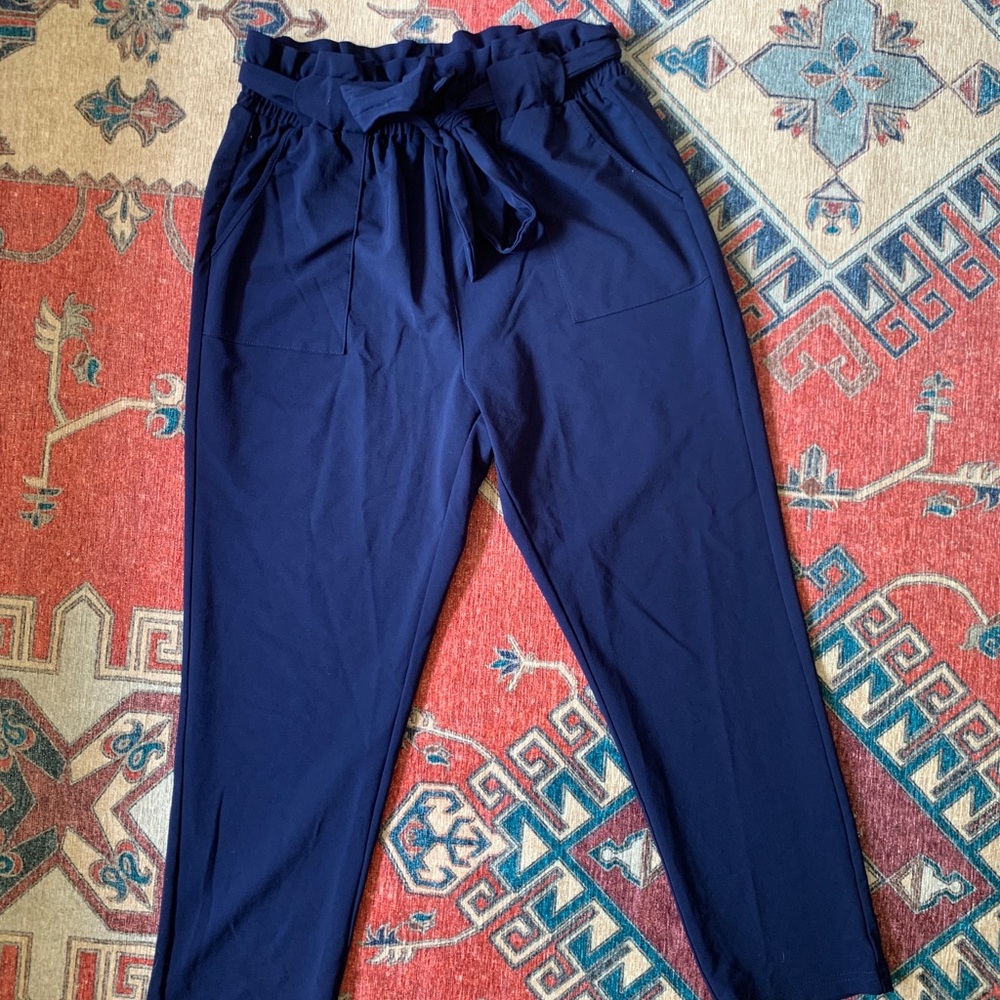 Paper bag pants in navy blue size large